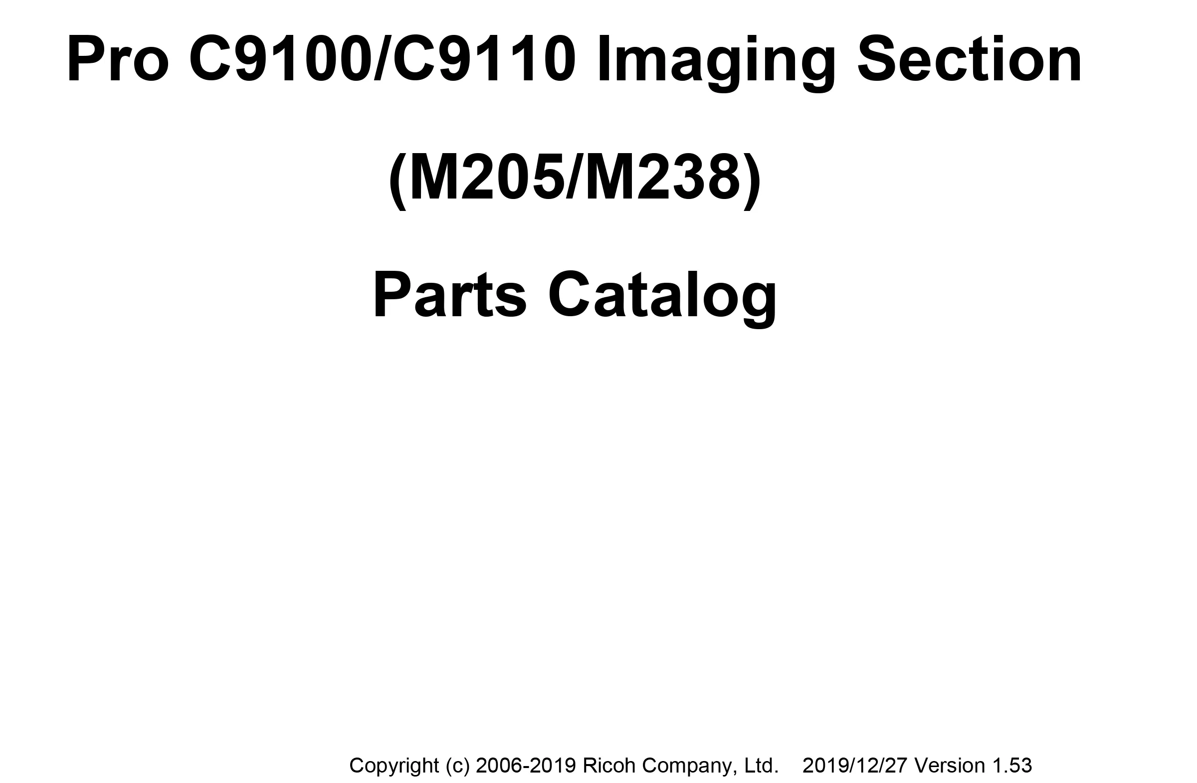 Ricoh Pro C9100 C9110 M205 M238 Imaging Section Parts Catalog-English